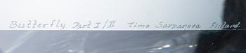TIMO SARPANEVA, GLASSKULPTUR. Fjäril. Sign. Butterfly part I/II, II/II, Timo Sarpaneva, Finland 1989.