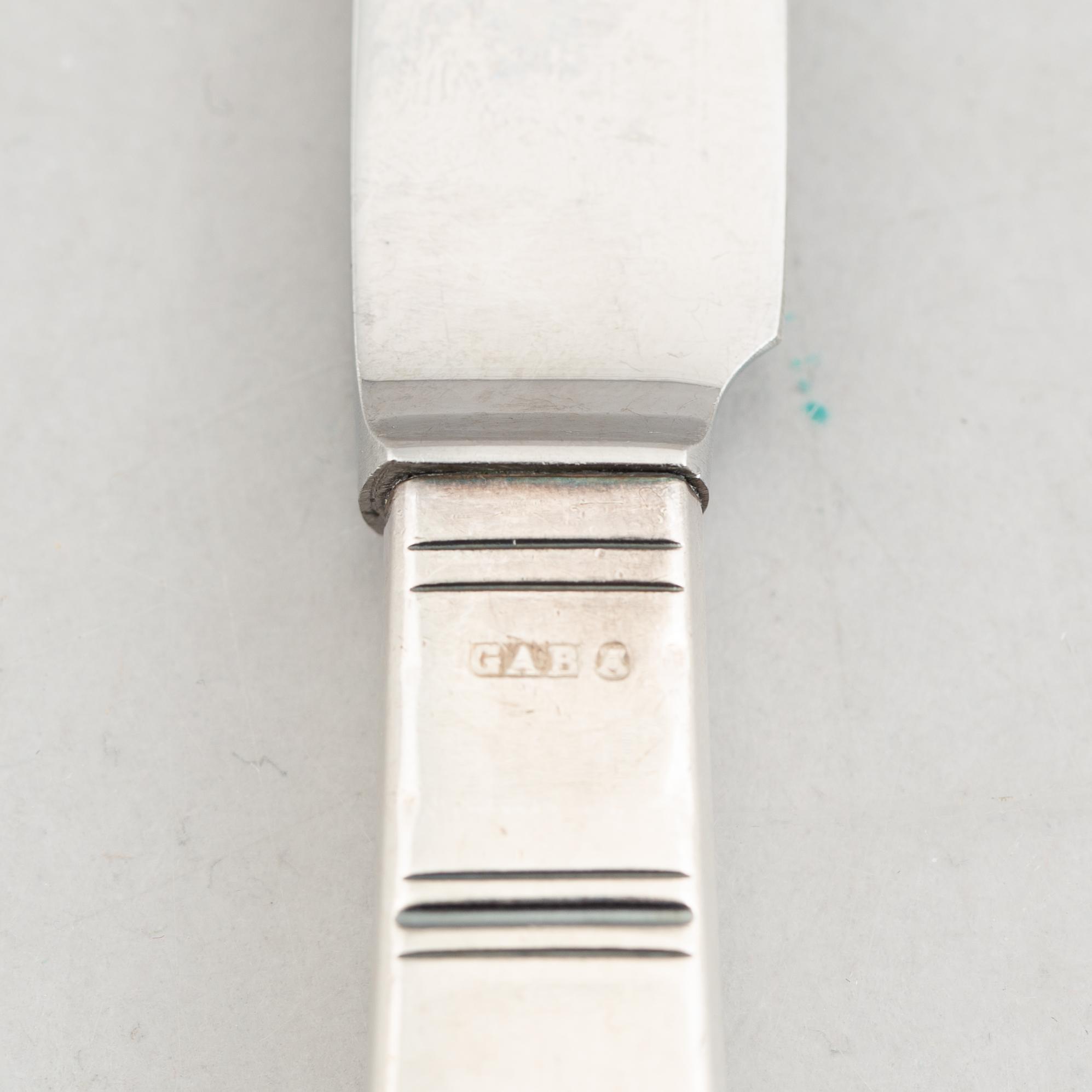 Jacob Ängman, bestickservis, 44 delar, silver, modell "Rosenholm", GAB, Stockholm, bl.a. 1965.