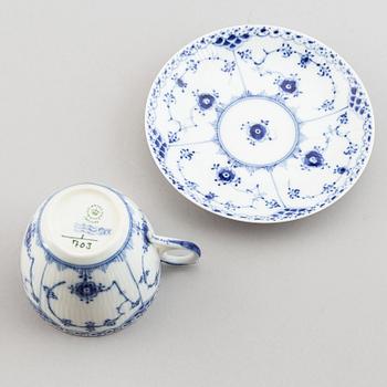 Royal Copenhagen, a 36 part porcelain service, 'Musselmalet' one part Meissen.