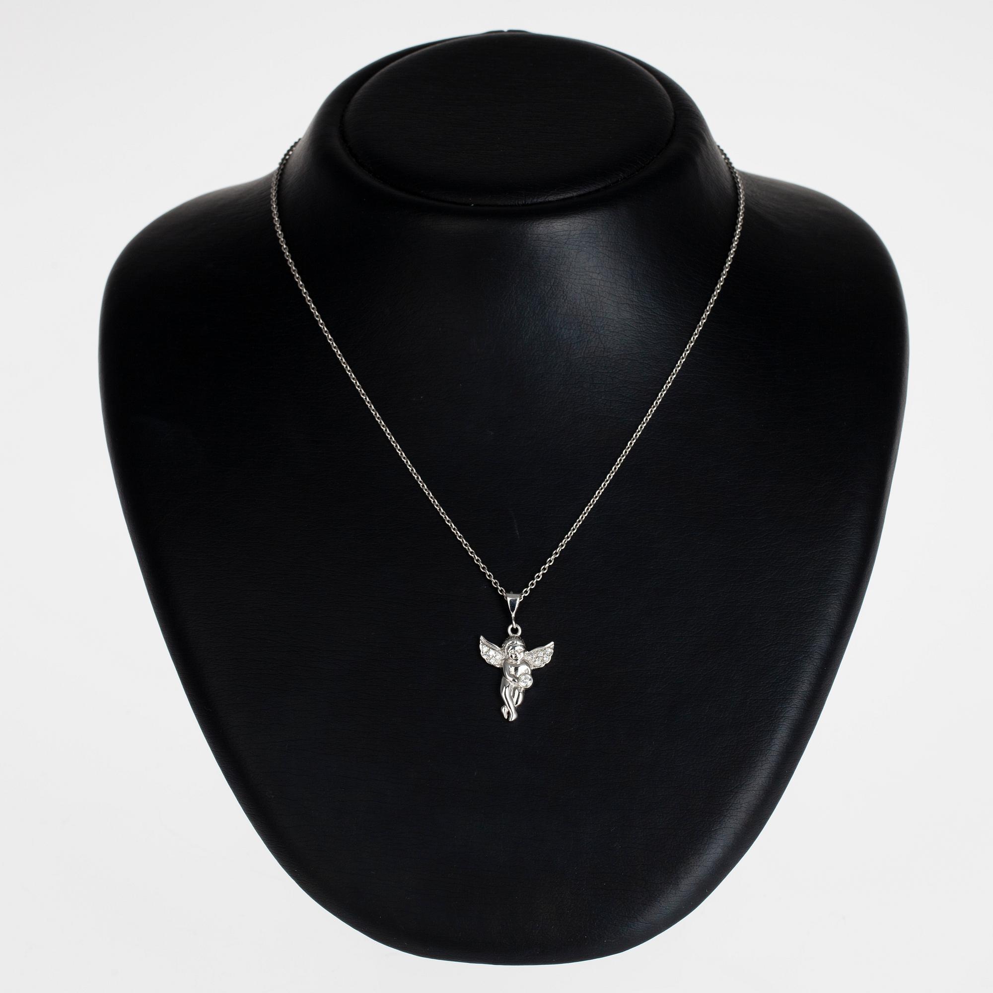 HÄNGE, 14K vitguld, skyddande ängel. Vikt 5,6 g.