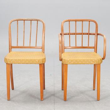 KARMSTOLAR, ett par och STOLAR, 4 st, modell 811, troligen Josef Hoffmann eller Josef Frank för Thonet, 1930-tal.