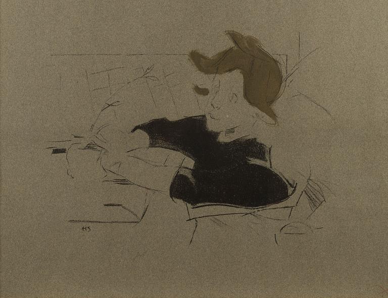 HELENE SCHJERFBECK, litograph, signed in the print, stamped Gösta Stenman a tergo.