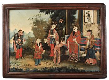 A reverse glass painting, Qing dynasty, circa 1800.