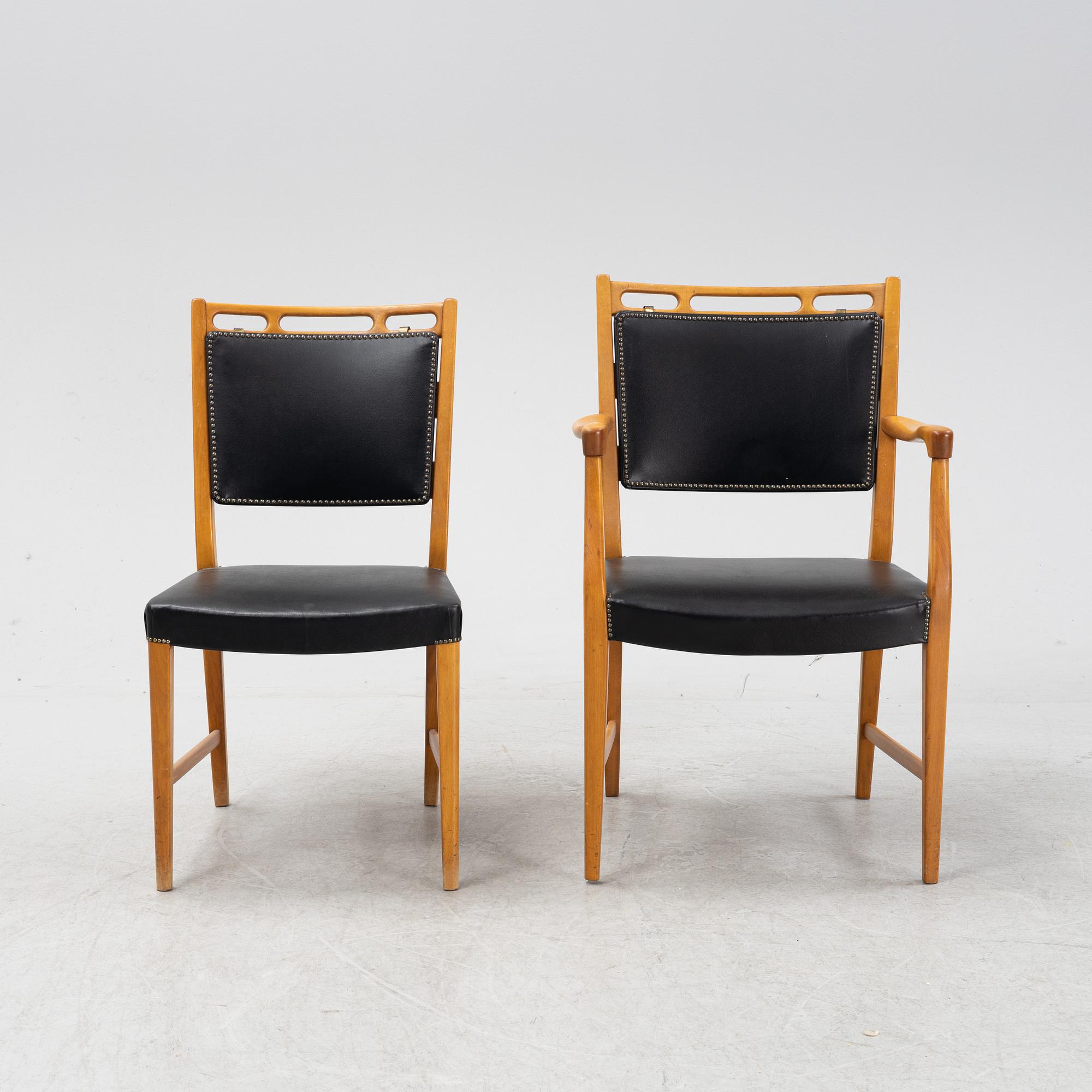 David Rosén, matbord modell "570-025" samt stolar 4+4 st ur Futura-serien, Nordiska Kompaniet, 1950-tal.