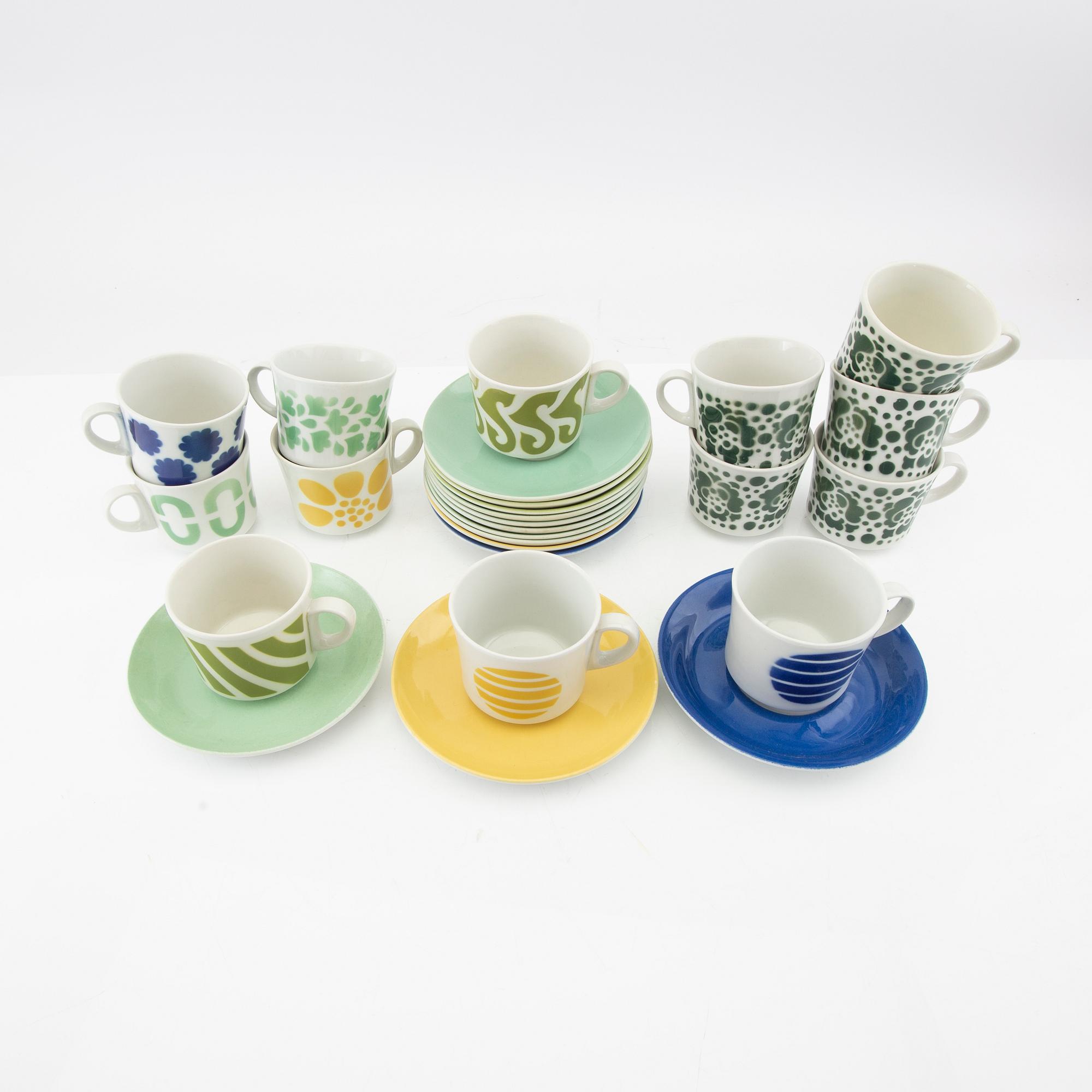 Göran Bäck, koppar med fat 12 st Arabia Finland porslin.