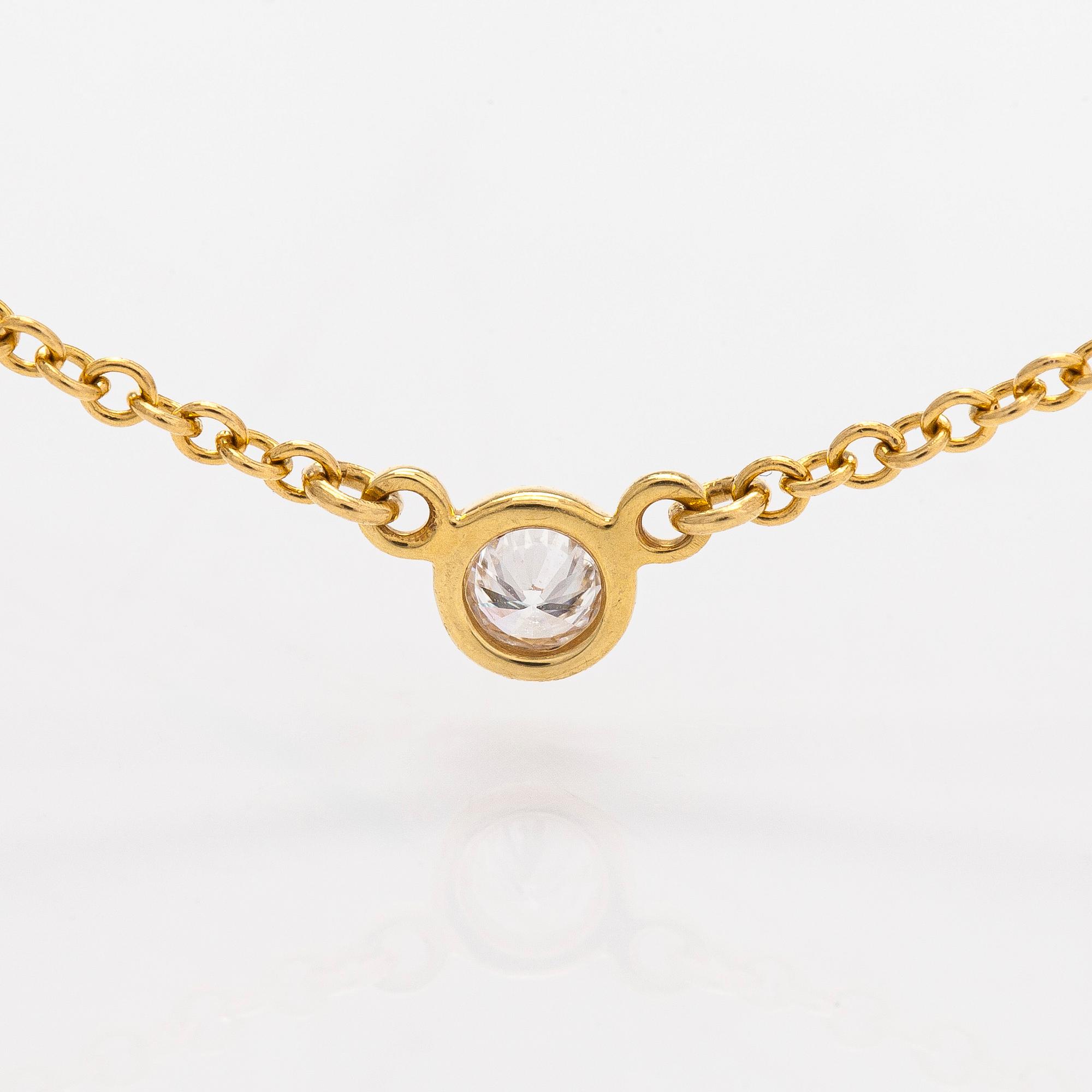 Tiffany & Co, Elsa Peretti, halsband, "Diamonds by the Yard", 18K guld med en briljantslipad diamant.