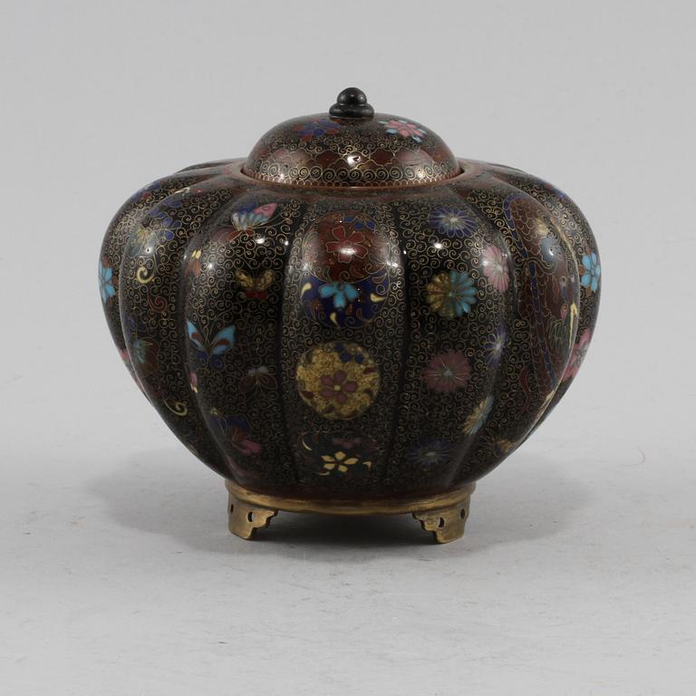 LOCKASK, cloisonné, orientalisk, 1900-tal.