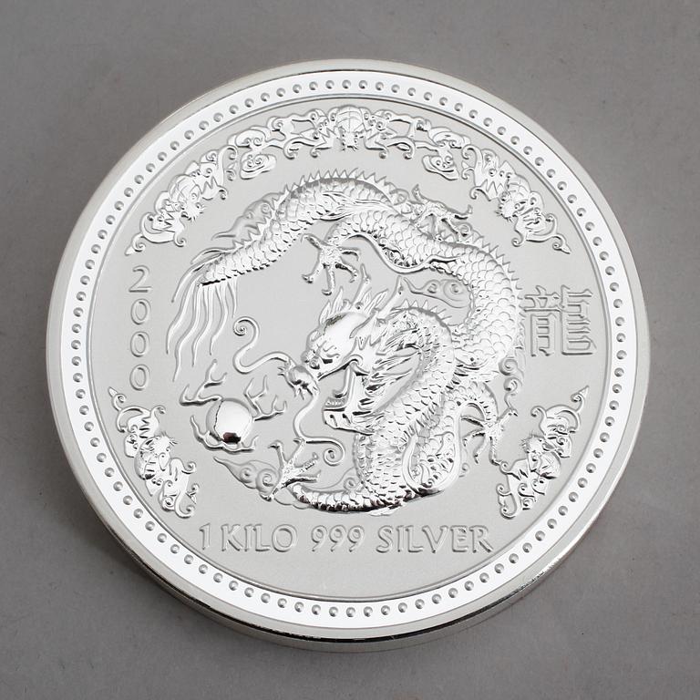 SILVERMYNT, 30 dollars, Elizabeth II, Australien, 1995. Vikt 1 kg.