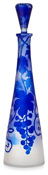 713. A Karl Lindeberg Art Nouveau cameo glass decanter with stopper, Kosta.