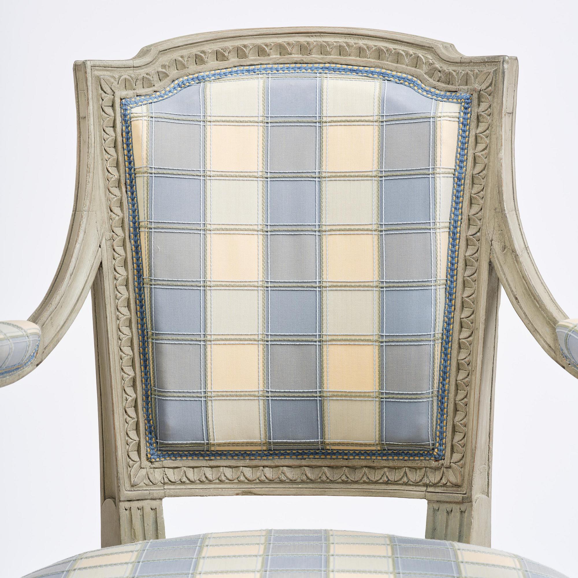 A pair of late Gustavian open armchairs by J. E. Höglander (master in Stockholm 1777-1813).