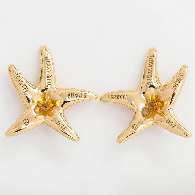 Tiffany & Co, Elsa Peretti, a pair of 18K gold and diamond 'Starfish' earrings.