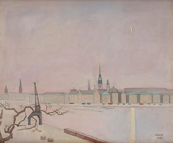 527. Einar Jolin, View of Stockholm in moonlight.