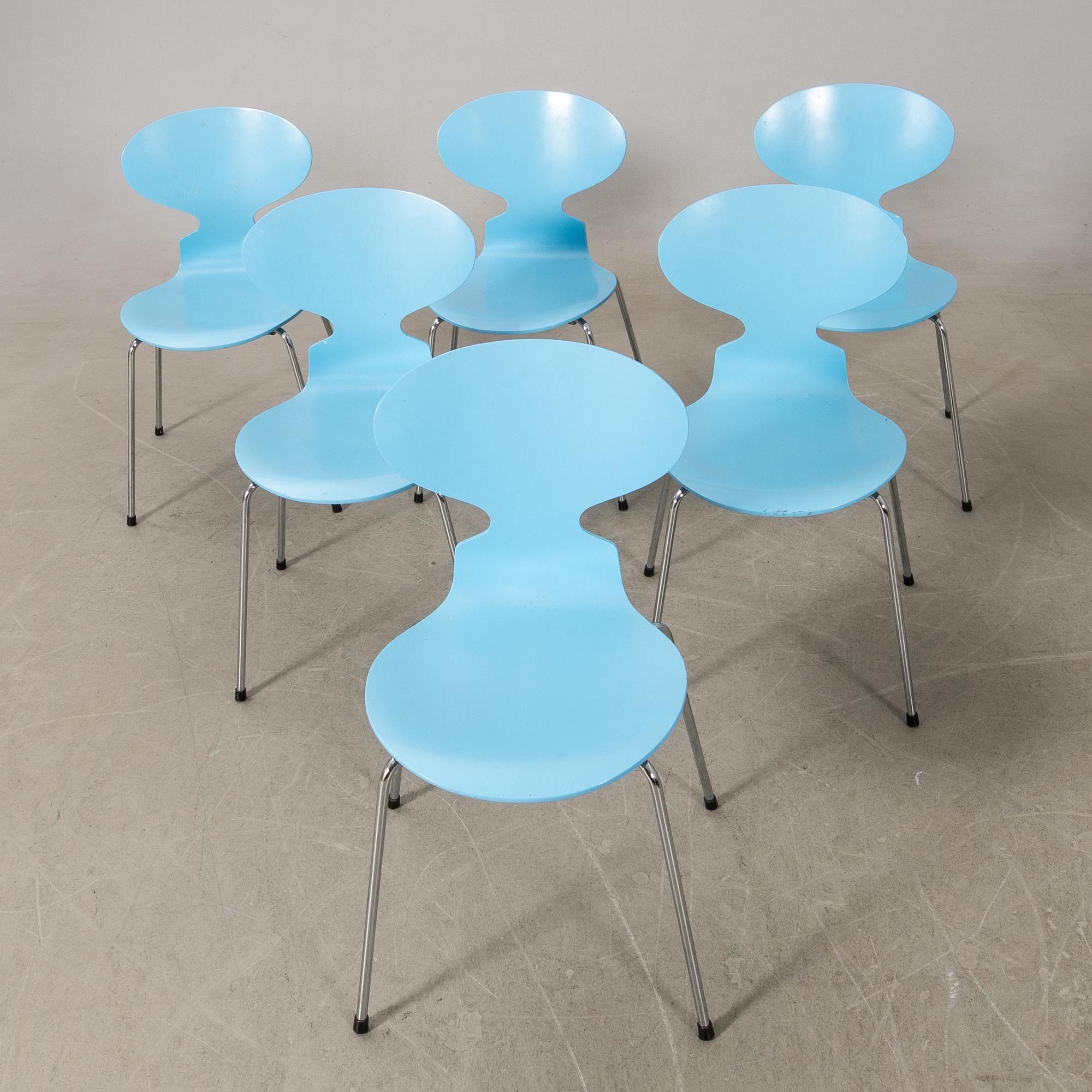 Arne Jacobsen, chairs 6 pcs, "Ant", Fritz Hansen, 1993.
