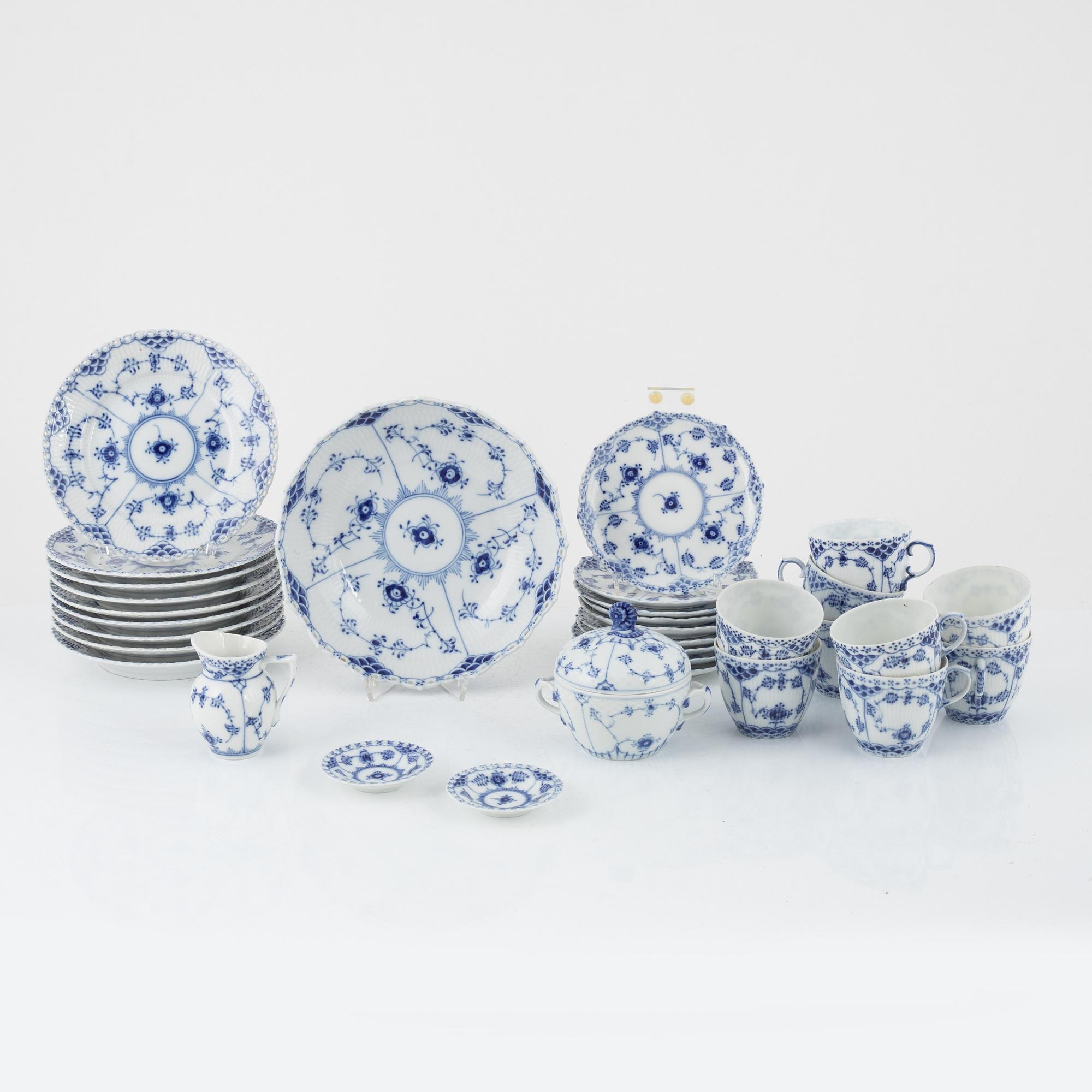 Kaffeservis, 22 delar, "Musselmalet", Royal Copenhagen, Danmark.