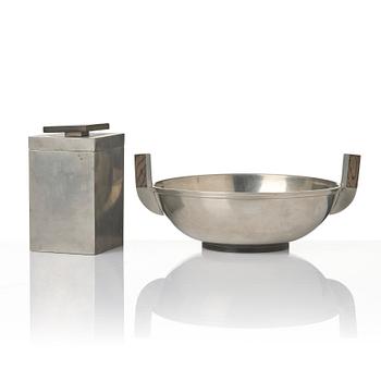 Guldsmedsaktiebolaget (GAB), tobacco jar and bowl, Stockholm, 1930s.