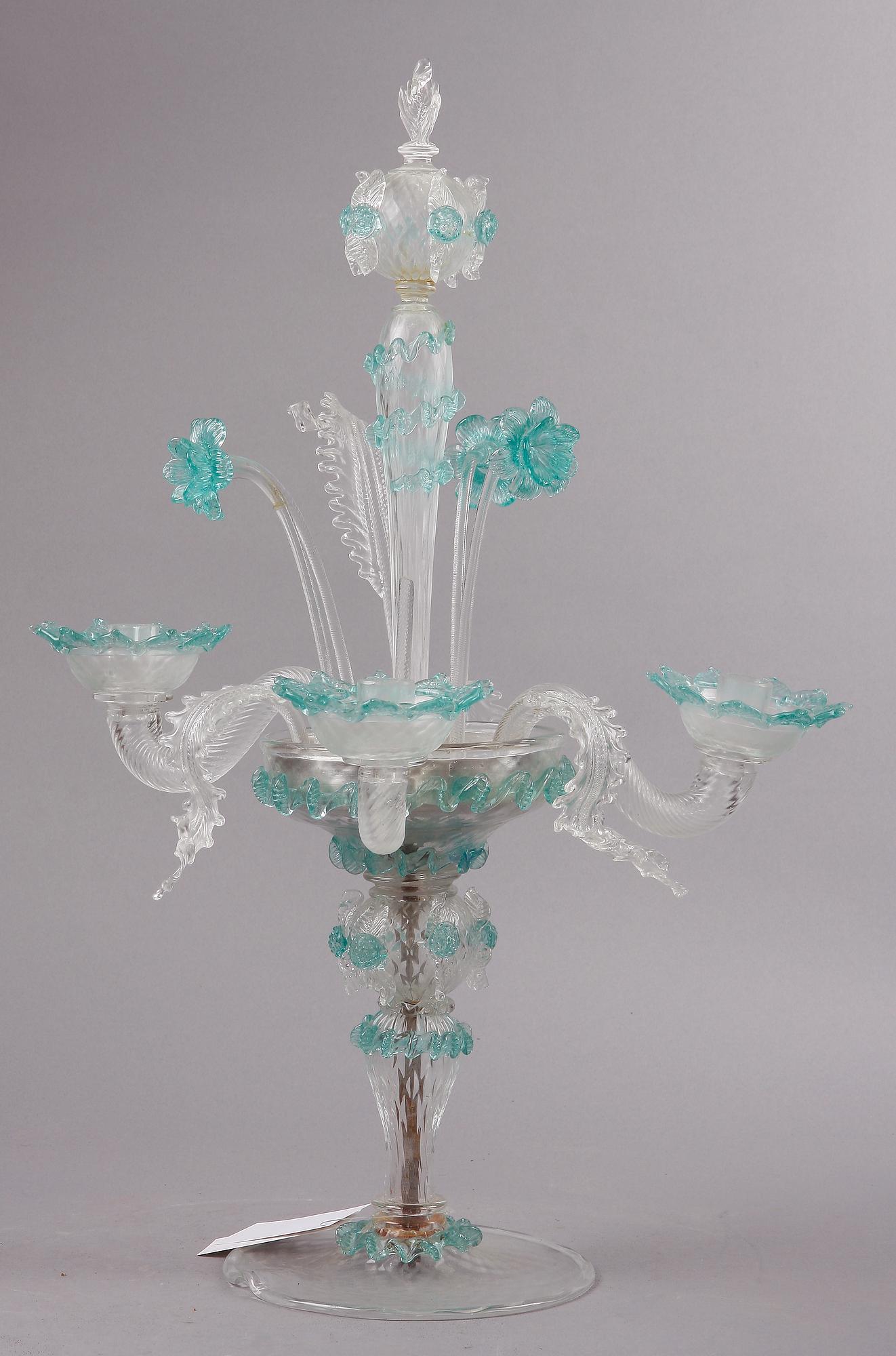 KANDELABER, glas, venitiansk stil, Italien 1900-tal.