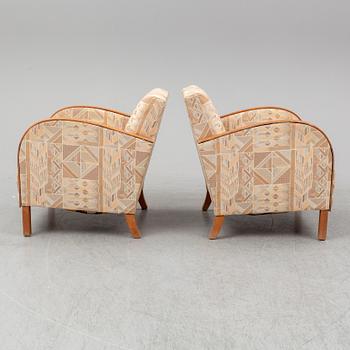 A pair of Art Deco armchairs, probably 1920-30s.