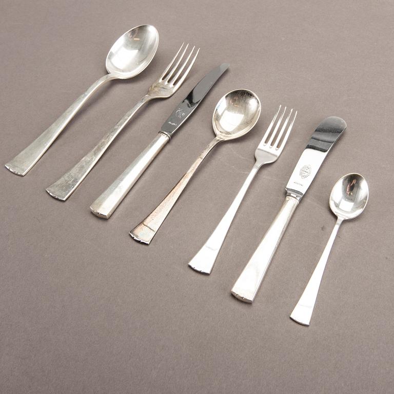 A Swedish set of 94 pcs of silver cutlery mark of CG Hallberg Stockholm 1940s total weight 2560 gr.