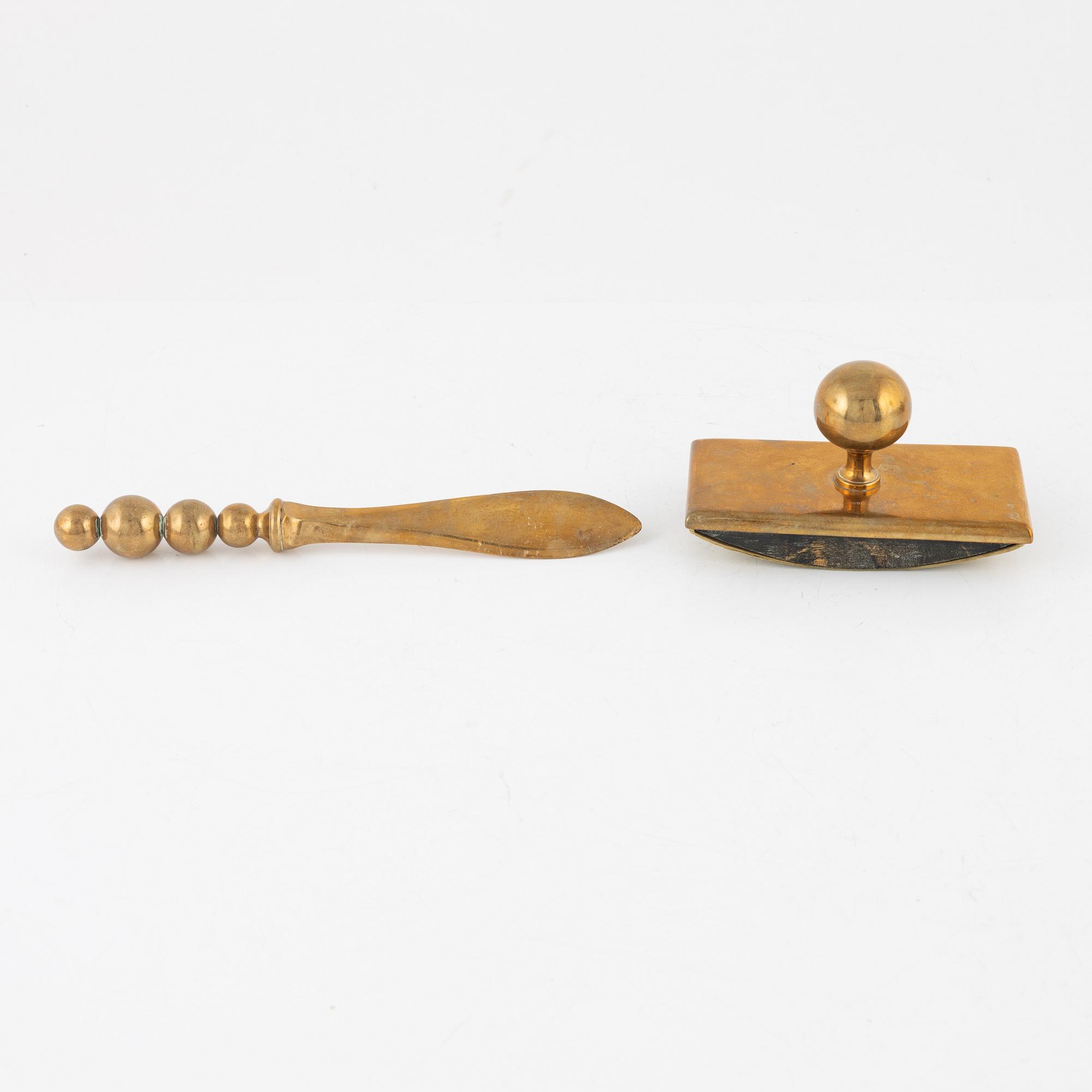 A brass five-piece inkstand suite from Gusum, 20th century.