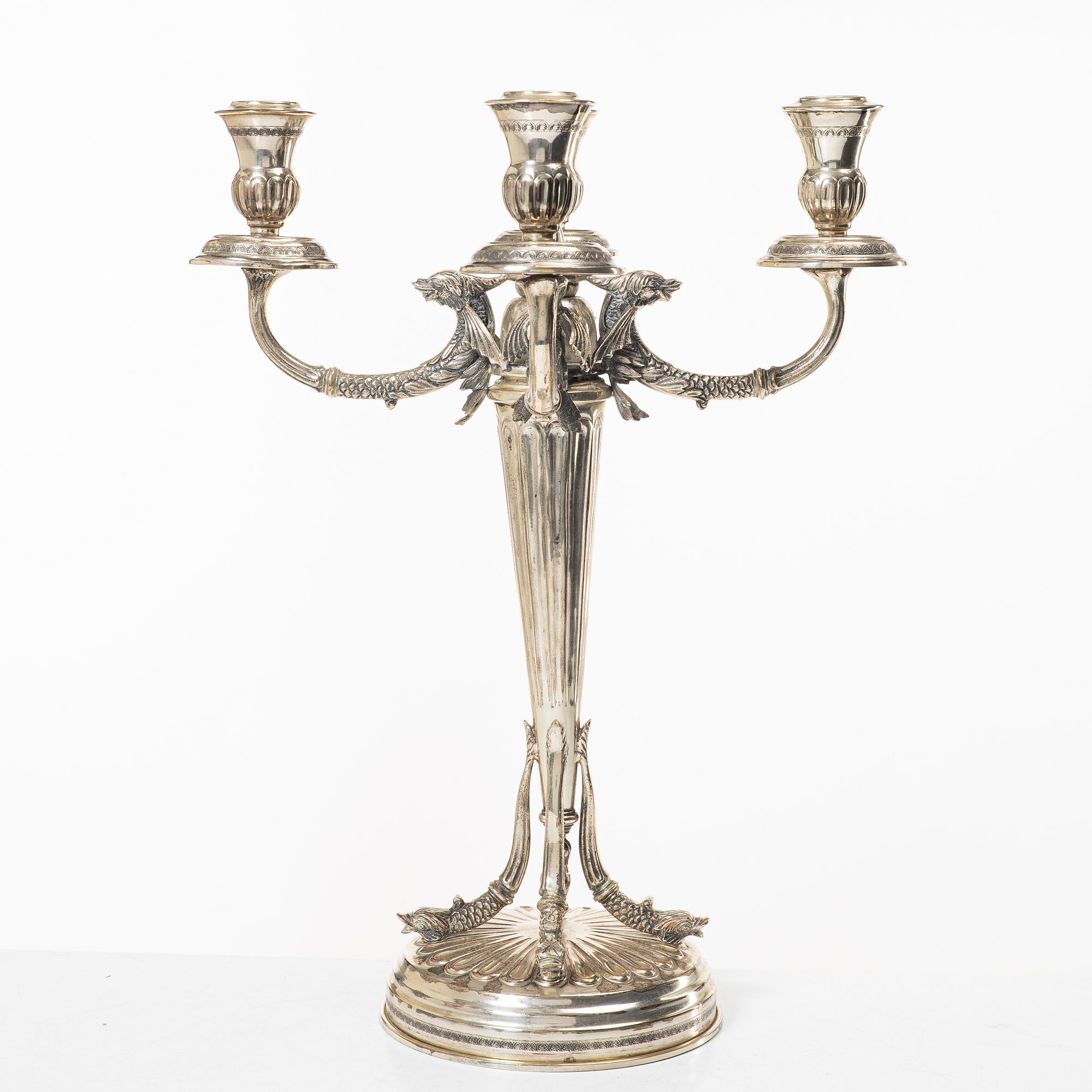 Candelabrum, silver, Empire style, 20th century.