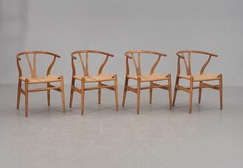 KARMSTOLAR, 4 st,  Hans J Wegner, "Y-stolen", Carl Hansen & Søn, Danmark. 1900-talets andra hälft.