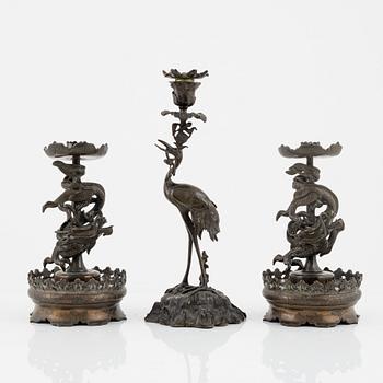 Three candle sticks, Japan, around 1900.