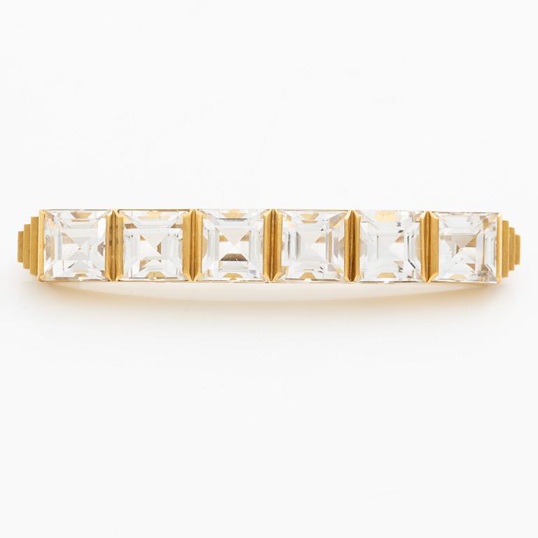 Wiwen Nilsson, a brooch, 18K gold with faceted rock crystal, Lund 1942.