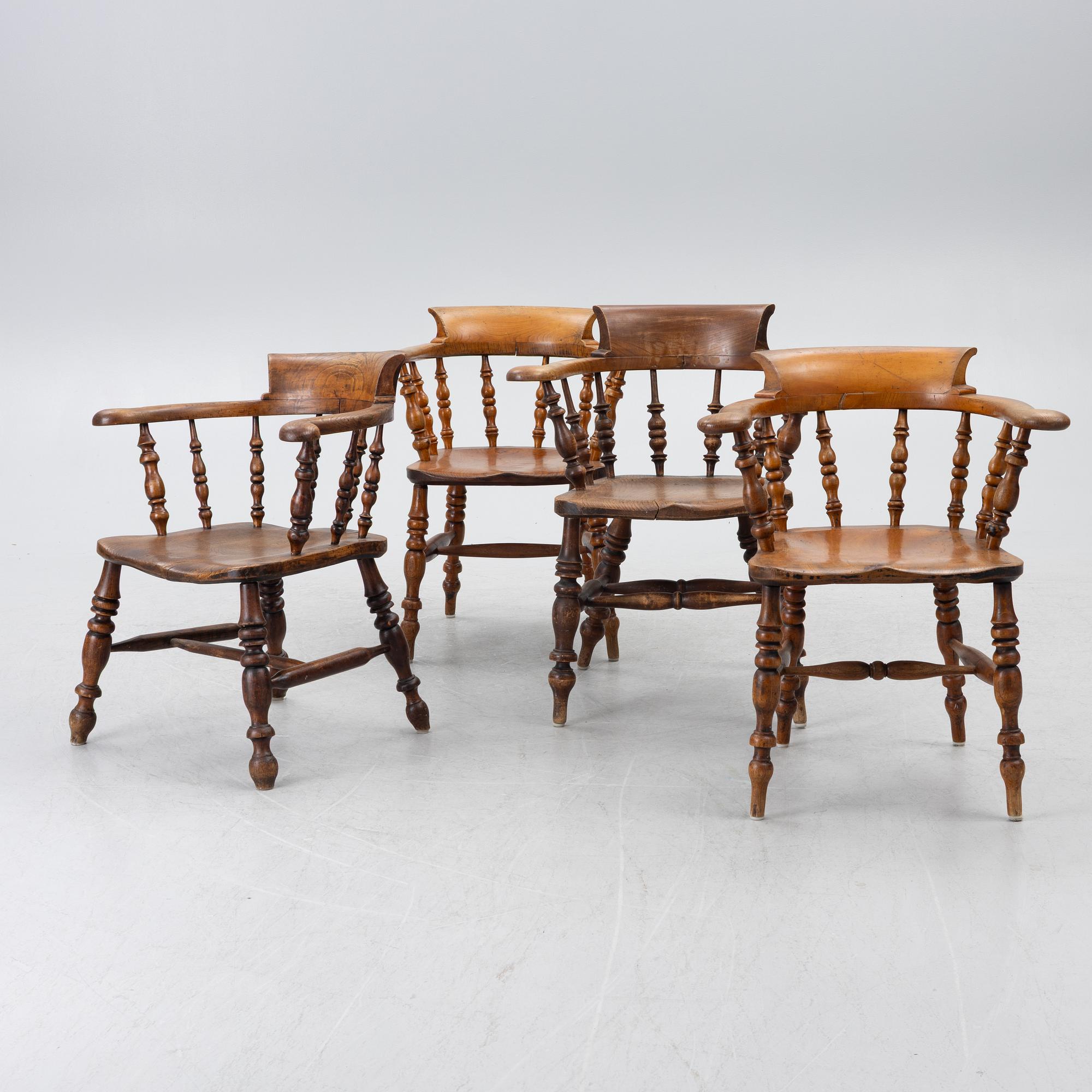 Four armchairs, late 19th century.