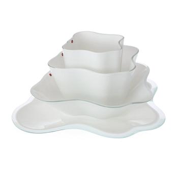 ALVAR AALTO, glasskulptur, 4 delar "Aaltoblomman", Iittala, Finland.