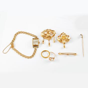 PARTI SMYCKEN, 7 delar, 18k guld ca 20 g samt 23k guld ca 5 g.