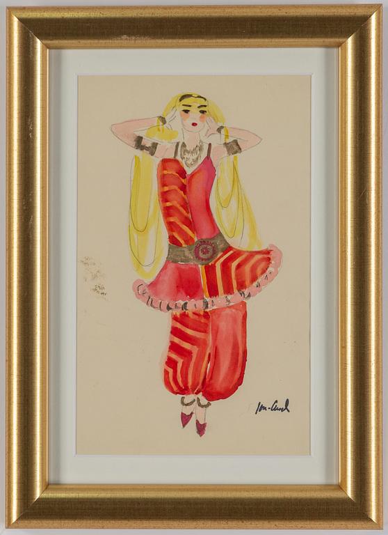 JOHN JON-AND, water colour and pencil on paper, signed with stamp.