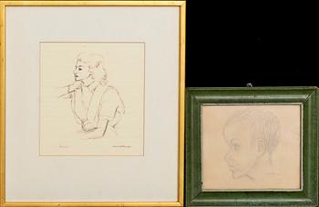 MAX WALTER SVANBERG, 2 signed drawings.