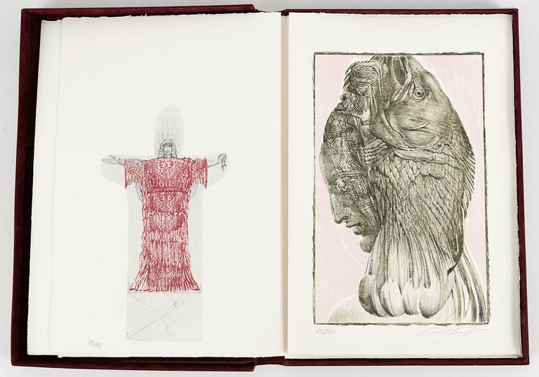Ernst Fuchs, "Beneath the tree", mapp.  + två inramade.