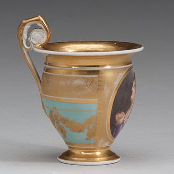 A Russian Gardner Empire cup with stand, early 19th Centruy.