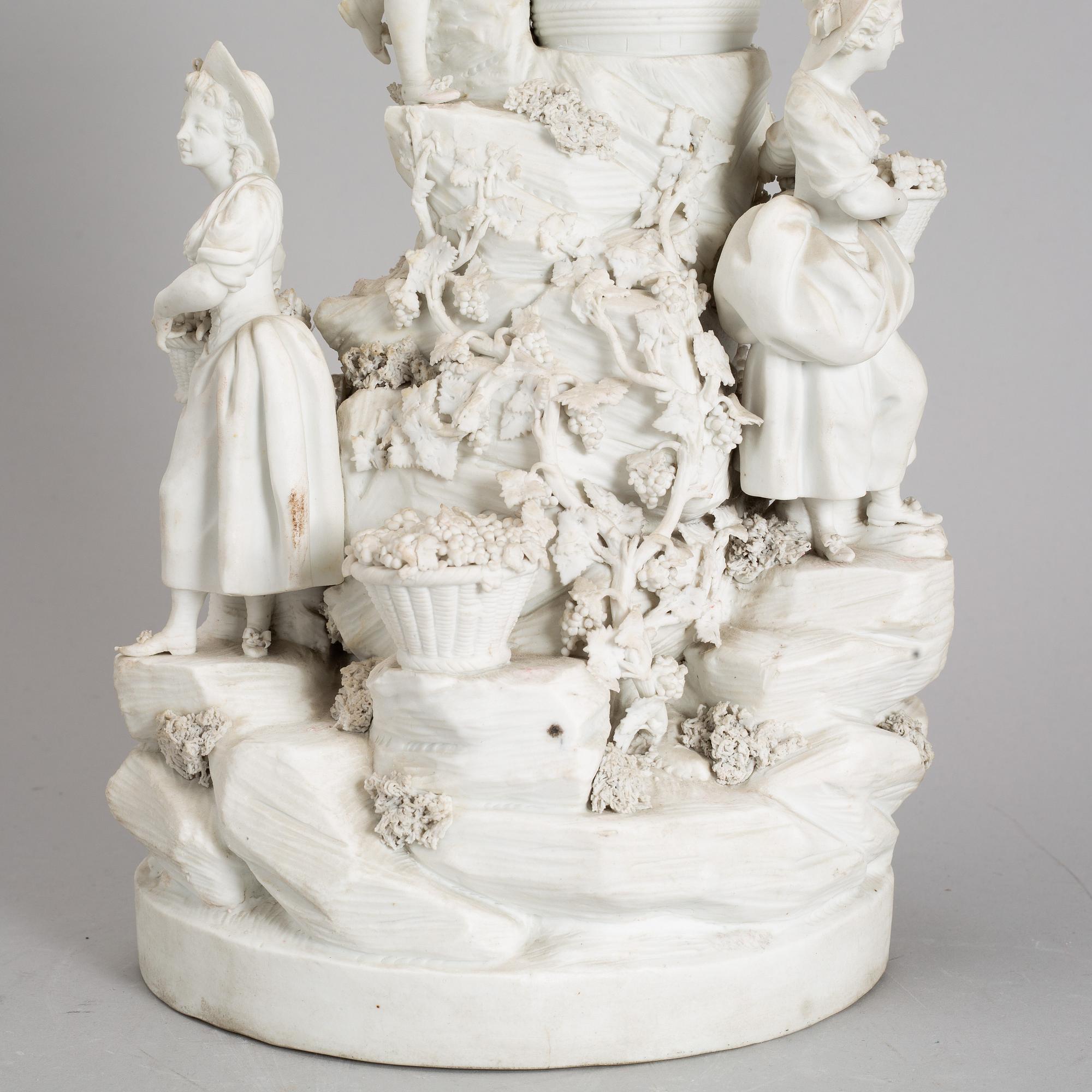 A biscuit porcelain figure group, circa 1900.