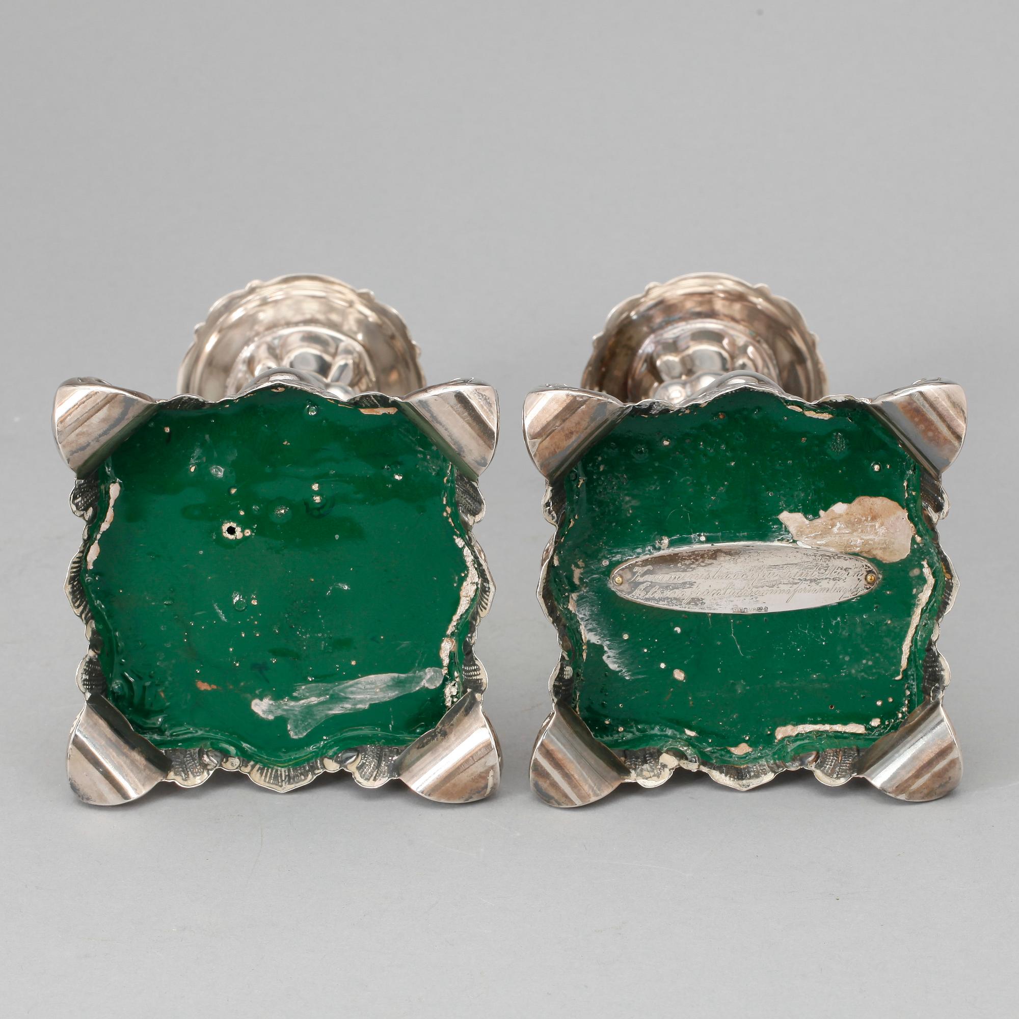 LJUSSTAKAR, ett par, silver barockstil. Svenska importstämplar 830, 1900-tal.