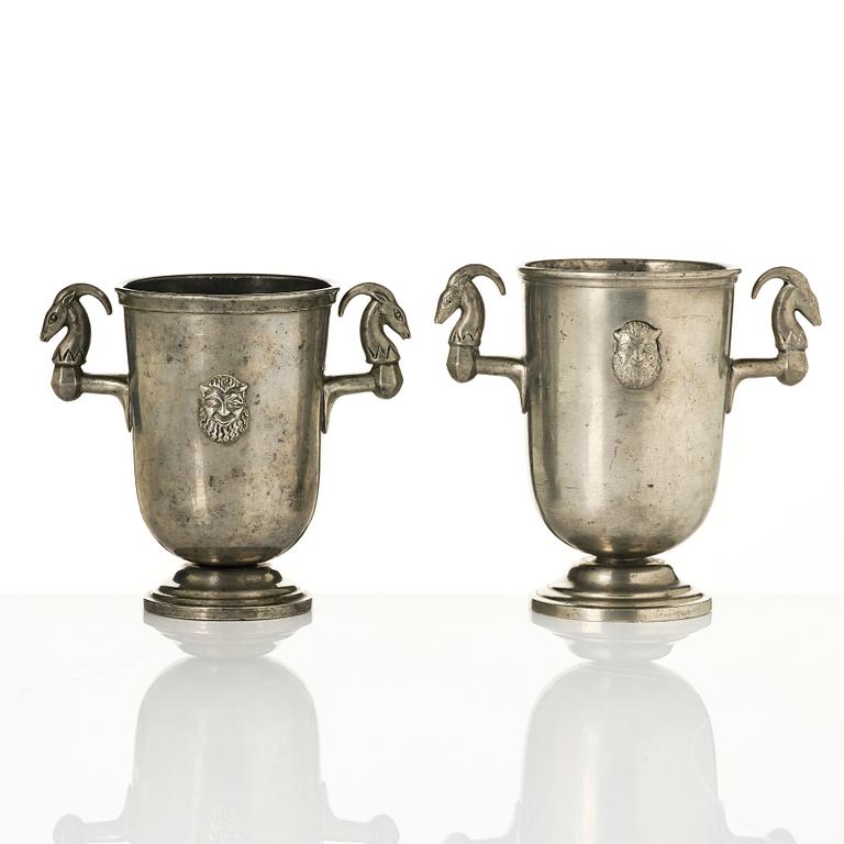 Nils Fougstedt, a set of two Swedish Grace vases, Herman Bergman art foundry, Stockholm, 1930.