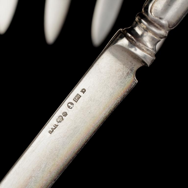 BESTICK 11 delar, bla Guldsmeds aktiebolaget, 1900-tal. totalvikt 438 gram.