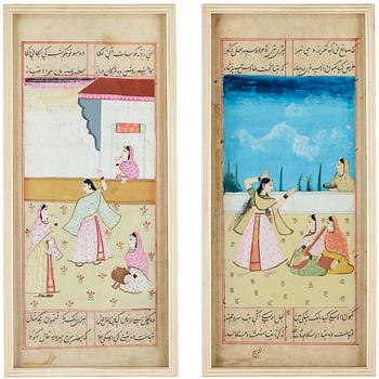 753. Two Mughal album pages, India, 19th Century.