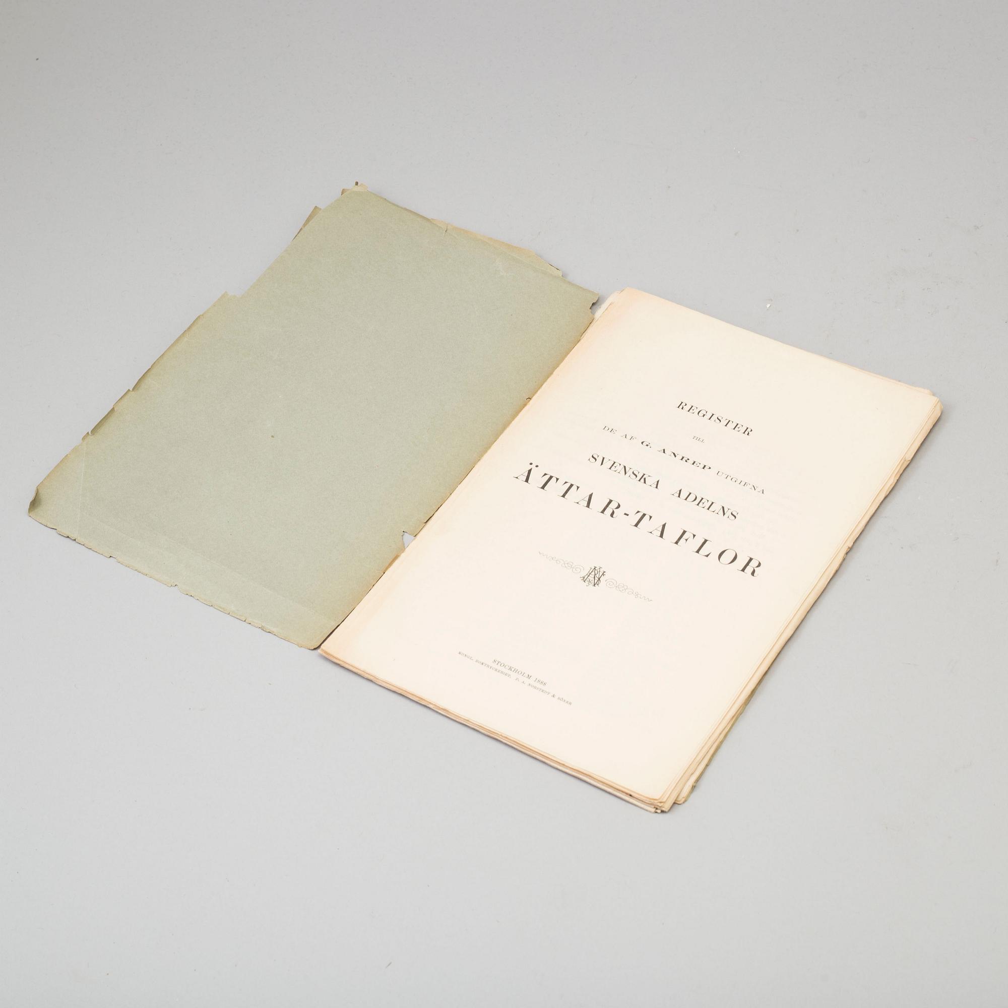 BOOKS, four volumes, 'Svenska Adelns Ättar-taflor', Gabriel Anrep, Norstedt, Stockholm, 1858-64.