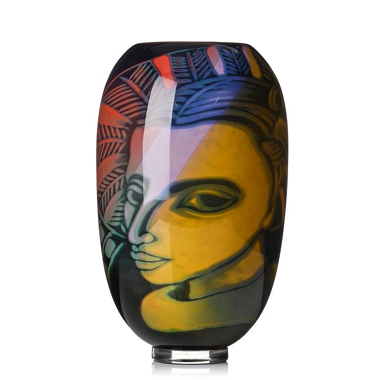 Eva Englund, a unique graal glass vase, Muraya, Sweden 1993.