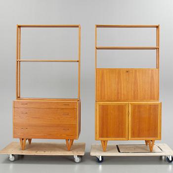 BOKHYLLOR, 2 st, teak, 1960-tal.
