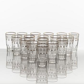 A set of 17 Swedish Kosta 'Junior' glasses, 20th Century.