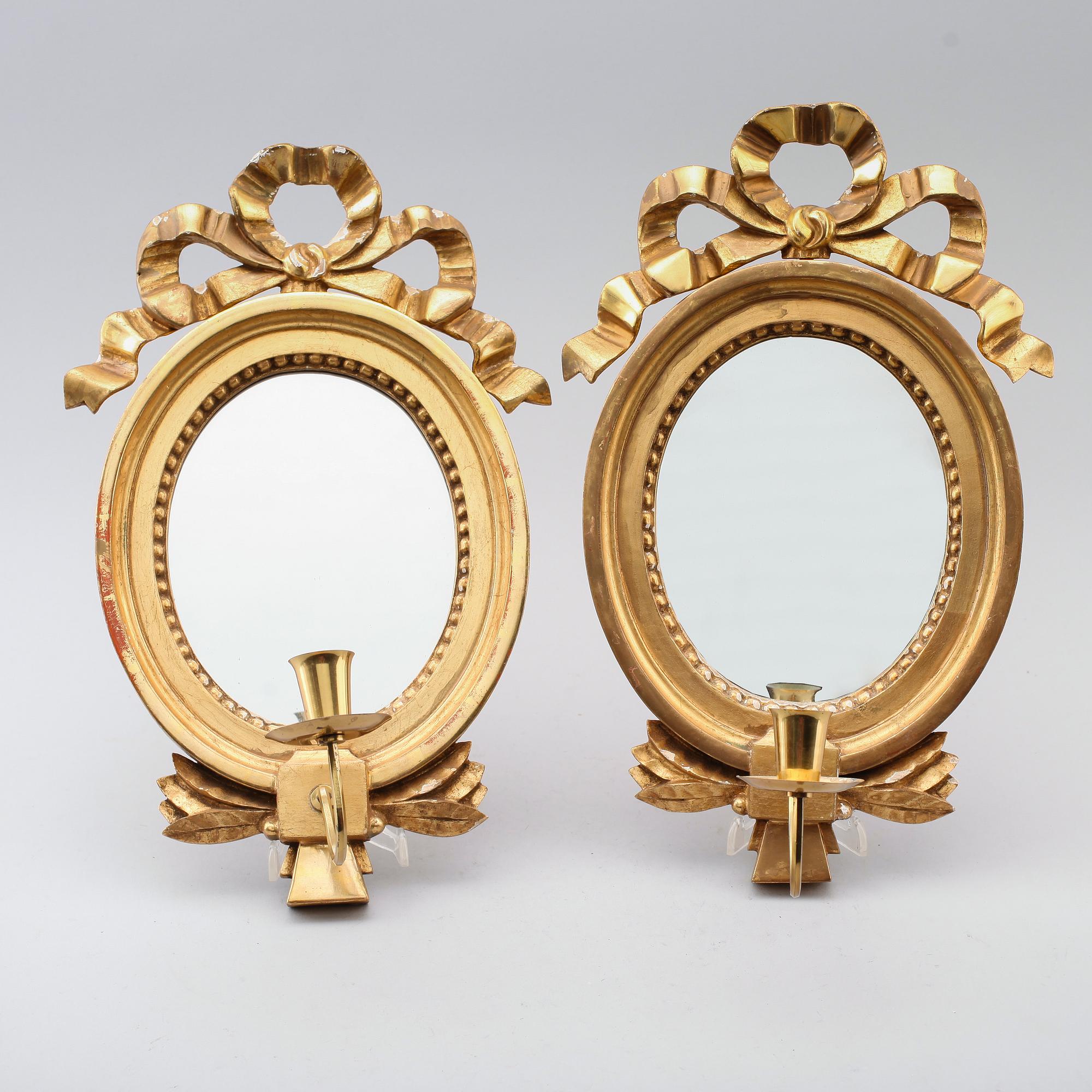SPEGELLAMPETTER, 1 par, gustaviansk stil,1900-talets andra hälft.