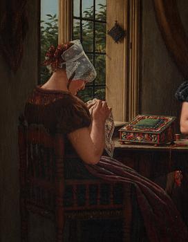 Carl Ludwig Jessen, Interior with needleworking women.