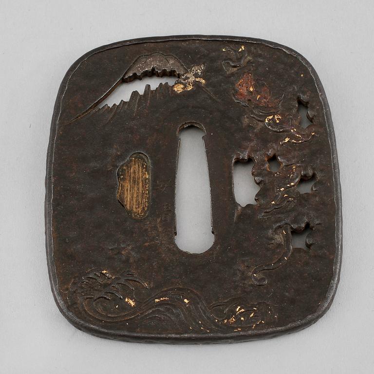 TSUBA, järn, Japan, tidigt 1900-tal.