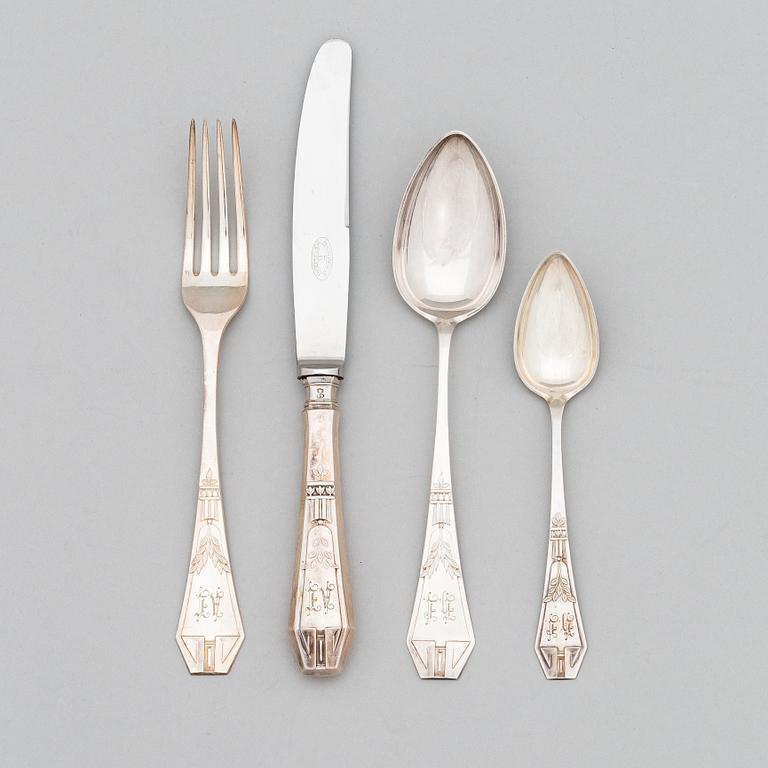 Gösta Helenius, Bestickuppsättning, 48 delar, silver, Åbo 1912 och 1915.