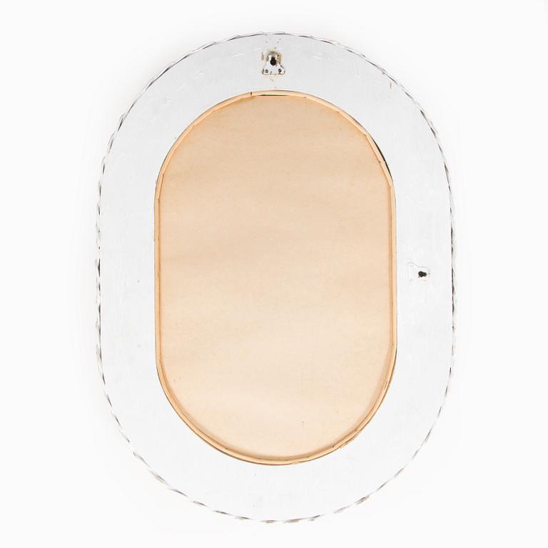 A rattan mirror, late 20th century.