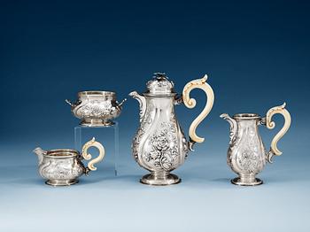 810. AN AUSTRIAN-HUNGARIAN PARCEL-GILT FOUR-PIECE COFFEE-SET, 19th century.