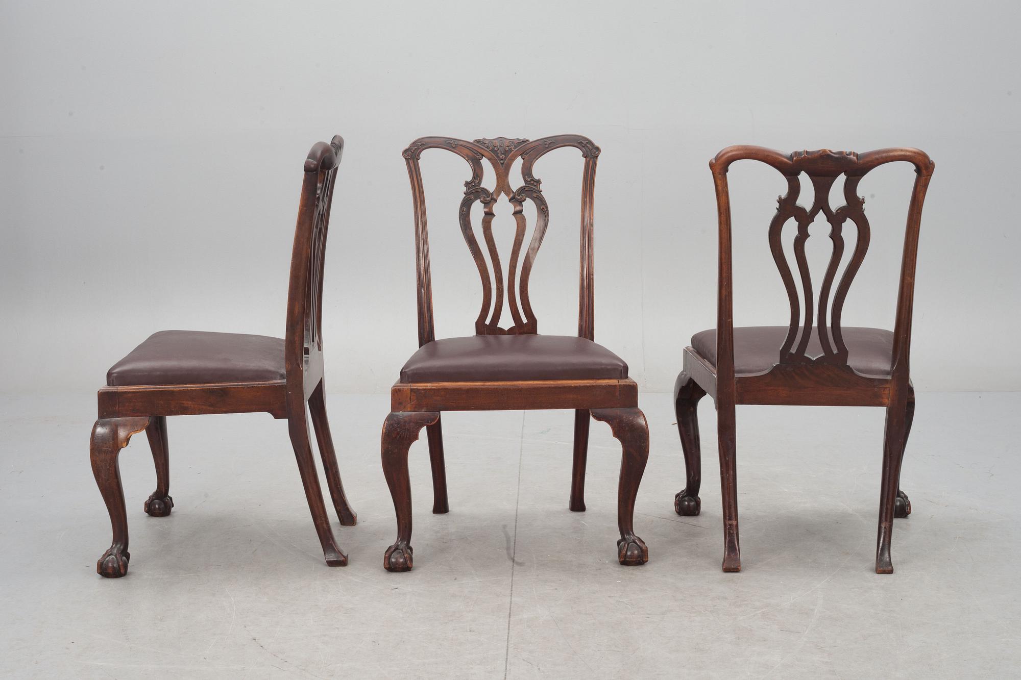 STOLAR, 6 st. Chippendalestil, 1800-tal.